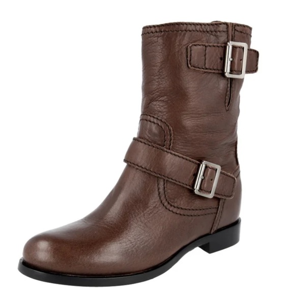 Prada Women's Brown Deerskin Leather Half-Boot 1U231F Size 37.5 US Size 7 - Picture 11 of 12